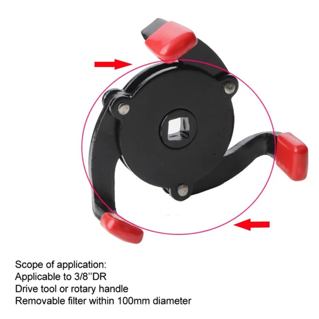 Nowkont Adjustable 2-Claw Oil Filter Wrench – 2.75”-3.85” Range, 3/8” Drive, Telescopic Spring Design For Easy Spin-On Filter Removal On Most Cars