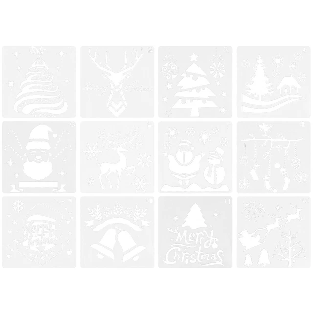 12pcs Weihnachten Zeichnung Schablone Urlaub Malerei Vorlage