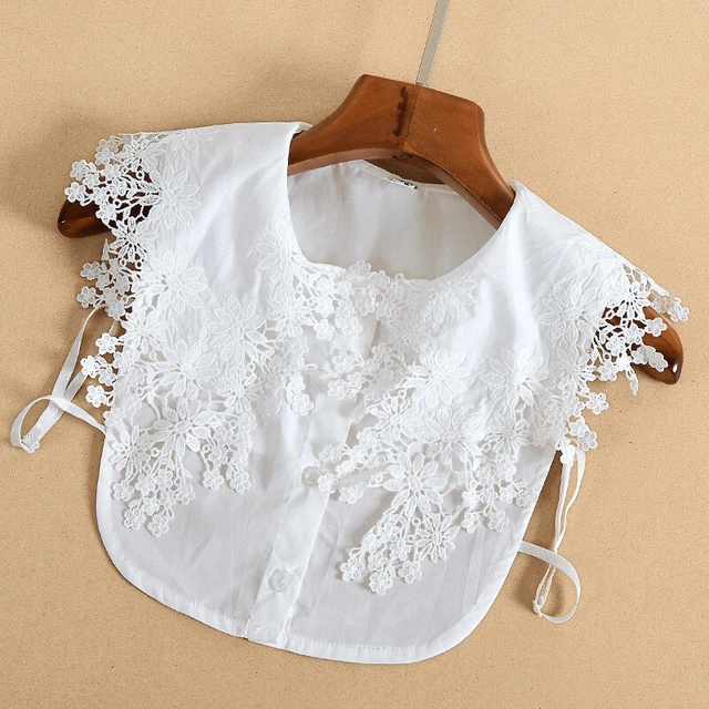 Donna Finta Colletto Pizzo Fiore Bavero Mezza Camicia Camicetta Maglione Decor