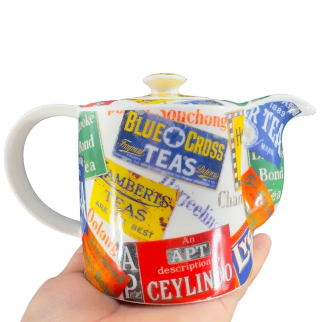 World Tea TEAPOT Paul Cardew Individual in England 2008 Tea Labels Ceramic W Lid