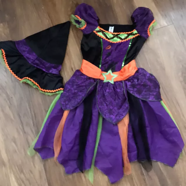 TU KIDS WITCH Fancy Dress Halloween Costume With Hat Girls Age 7 8