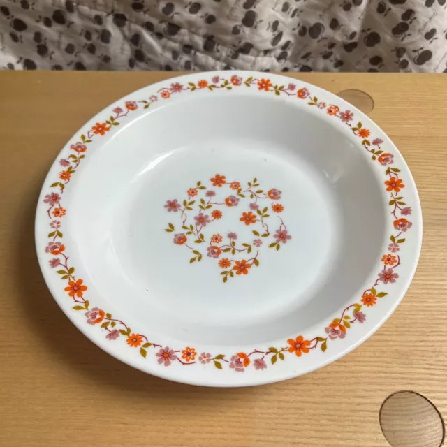 Grand plat vintage arcopal 1970 - vintage fleurs oranges