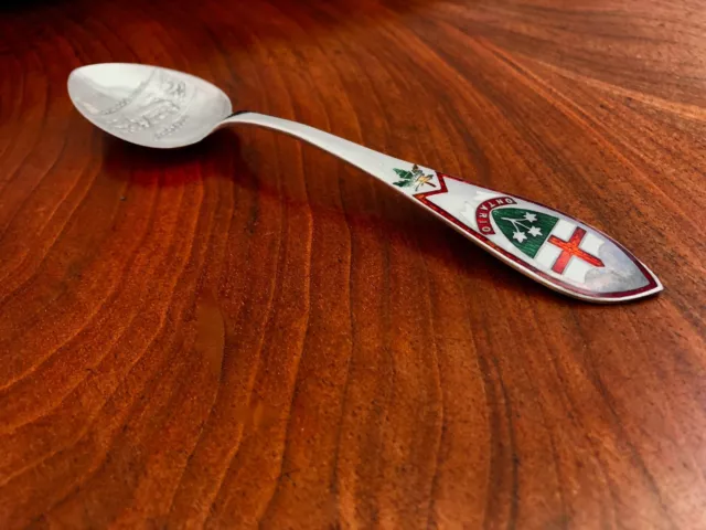 - Canadian Sterling Silver & Enamel Souvenir Teaspoon: Ste. Mary's Rapids