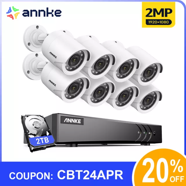 ANNKE 1080P Wired CCTV Security Camera System 8CH or 16CH DVR IR Night Vision