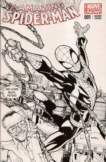AMAZING SPIDERMAN 1 STAN LEE HUMBERTO RAMOS SKETCH VARIANT NM B&W vol 3