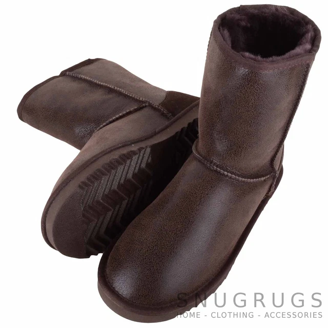 MENS GENTS GENUINE Double Faced Sheepskin Ankle Boots with Reinforced