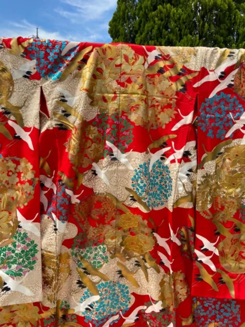 Kimono Iro Uchikake Colorful embroidery pure silk bridal dress From Japan JP 3