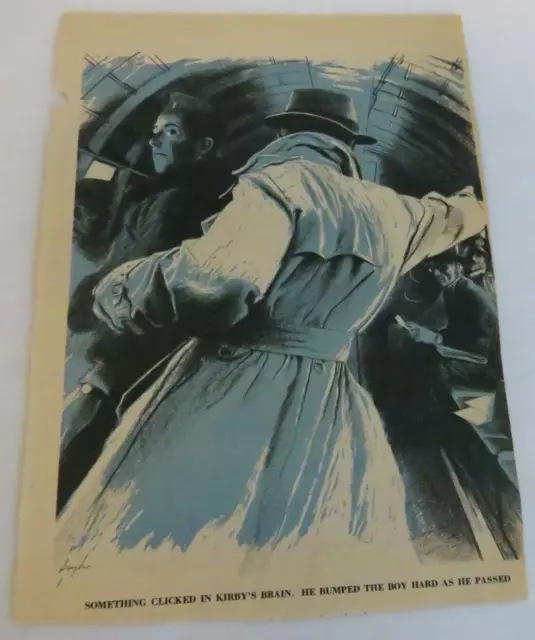 George Hughes Artist Illustration Magazine Clipping Subway Trench Coat Hat Men