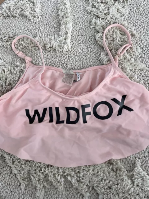 Wildfox Bikini Top Swim Flutter Pink Hearts Womens Swimsuit Adj Straps Medium
