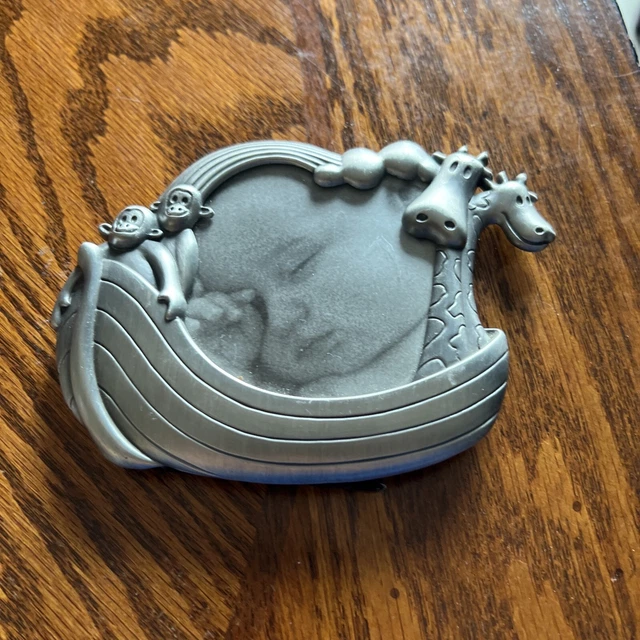 Noah’s Ark Silver Picture Frame Pre-Owned 3X3” Picture Very Nice Metal