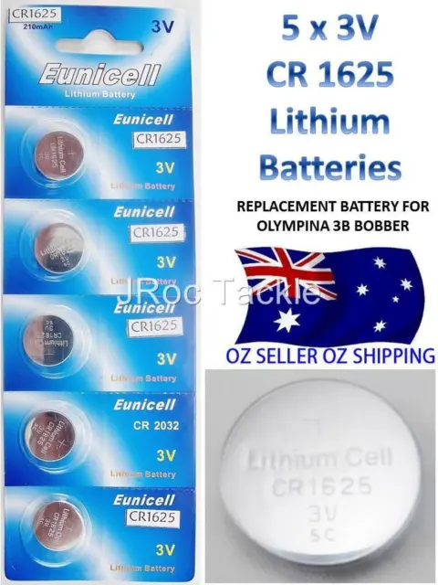 5 EUNICELL CR 1625 3V LITHIUM BATTERY 210mAh Replacement Olympina 3B Bobbers