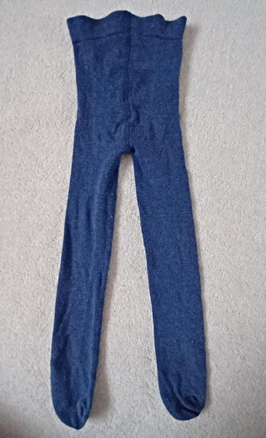 Girl's Thick Cotton Blend Mid Blue Tights age 3-4 years