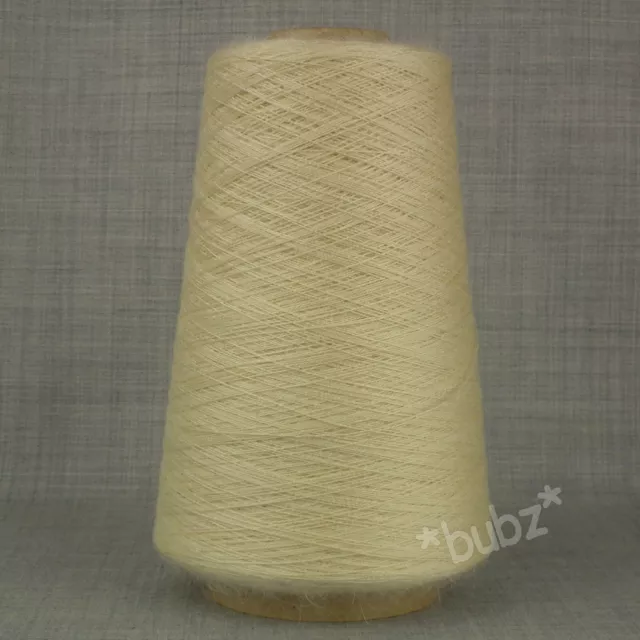 PURE SPUN MOHAIR WEAVING YARN - 250g CONE ECRU CREAM UNDYED HIGH TWIST WEFT WARP