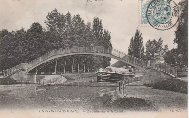 CPA 51 CHALONS sur MARNE La Passerelle et le Canal