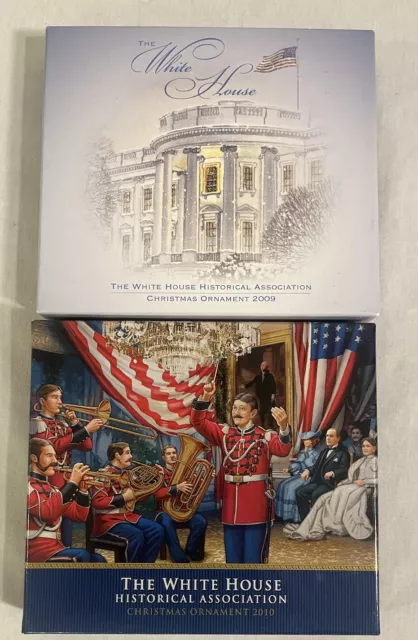 Set Of 2 The White House Historical Association Christmas Ornaments 2009 & 2010