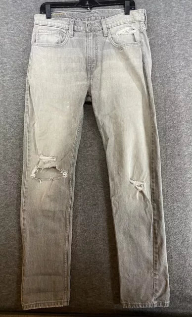 Levis 511 Distressed Destroyed Ripped Gray Denim Jeans Men’s Size 30 X 30
