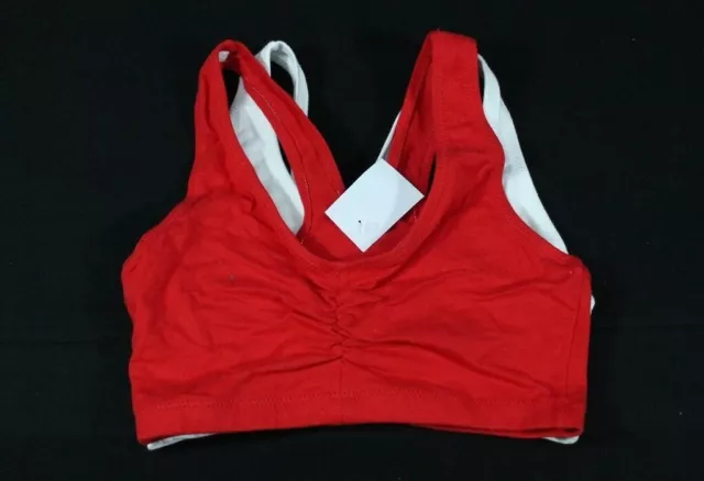 917X07 Barely There H570 Cotton Active Racerback Bra 2 Pack SM White & Red
