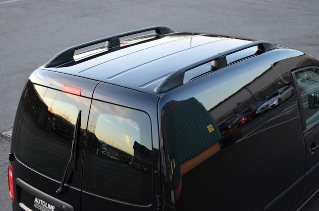 Bragan Black Aluminum Roof Rail Set For Volkswagen Caddy Maxi 2015-2021 LWB – 80kg Load Rating