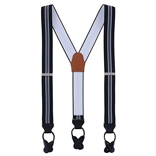 Men's Dapper Dan Center Ribbed Stripe Elastic Braces (Suspenders)