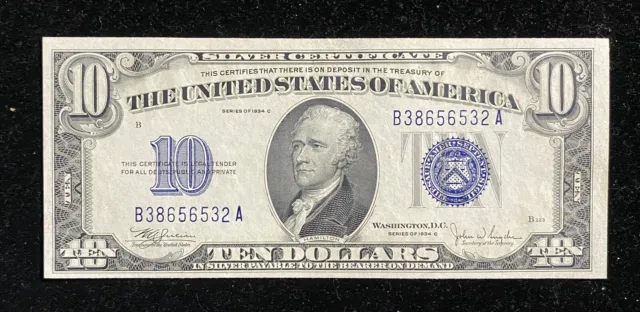 1934 C $10 Silver Certificate BA Block