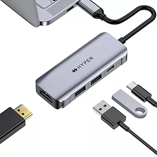 HyperDrive USB-C Hub, 4in1 HDMI Out 4K 60Hz, 2X USB-A n USB-C 100W PD 5Gbps for
