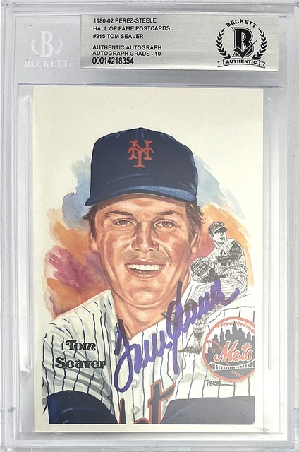 Tom Seaver Signed NY Mets 1994 Perez-Steele #215 HOF Postcard Beckett Auto 10 Tom Seaver Signed NY Mets 1994 Perez-Steele #215 HOF Postcard Beckett Auto 10