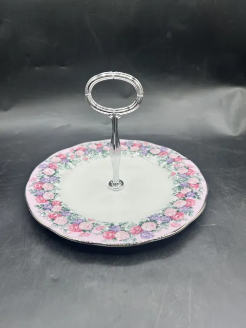 Royal Albert England Rose Single Tier Handled Serving Tray Plate 2nd Quality