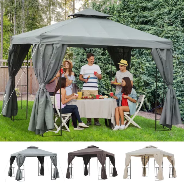 3 x 3M Metal Gazebo Garden Marquee Tent Pavilion Canopy Sun Shelter