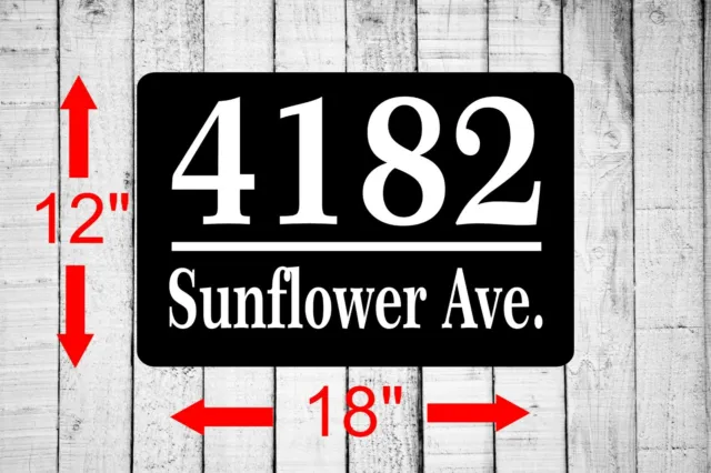 Personalized Home Address Sign Aluminum 12"x18" Custom House Number Plaque sq25