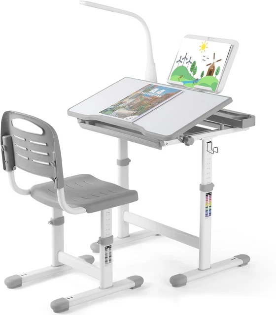 Scrivania bambini scrivania studenti regolabile in altezza con sedia & lampada LED