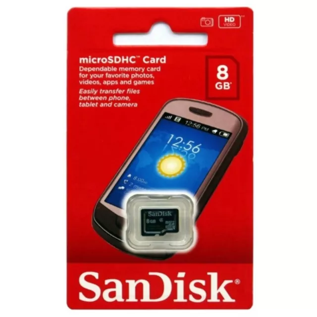 SANDISK - Carte Mémoire Micro SD SDHC 8 Gb - Dispo aussi 16 32 64 128 ou 256 Go