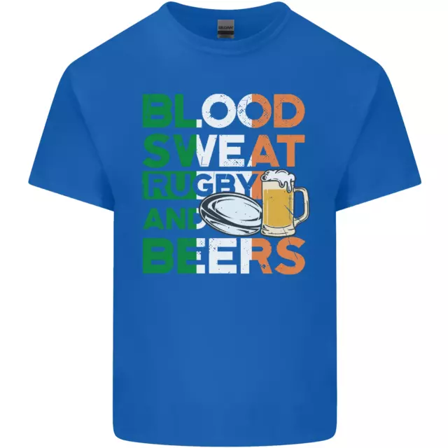 T-shirt top Blood Sweat Rugby and Beers Ireland divertente da uomo cotone 3