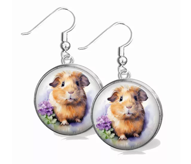 Guinea Pig Mom Lover Gift .925 Sterling Wire Dangle Earrings Hypoallergenic