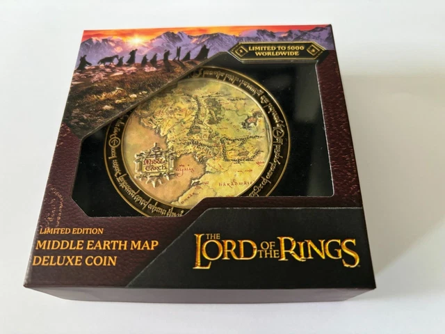 LORD OF THE Rings Middle Earth Map Deluxe Coin Limited Edition Numbered ...