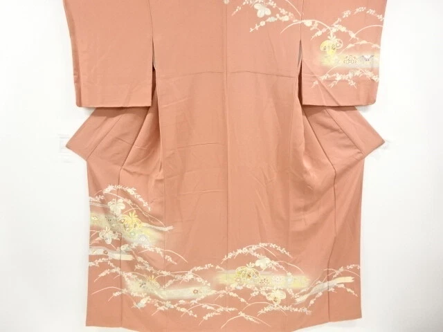 6571081: Japanese Kimono / Vintage Homongi / Kinsai / Embroidery / Flower Crest