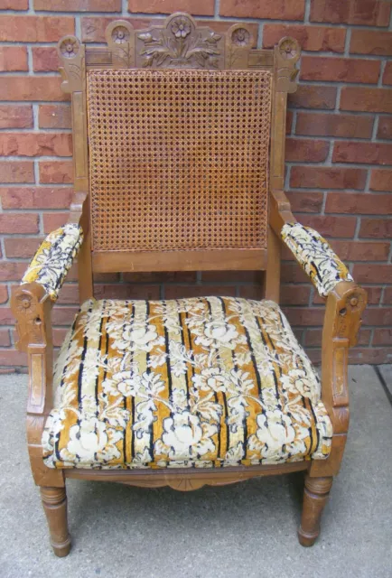 Antique Victorian Eastlake Chair Cane Upholstered