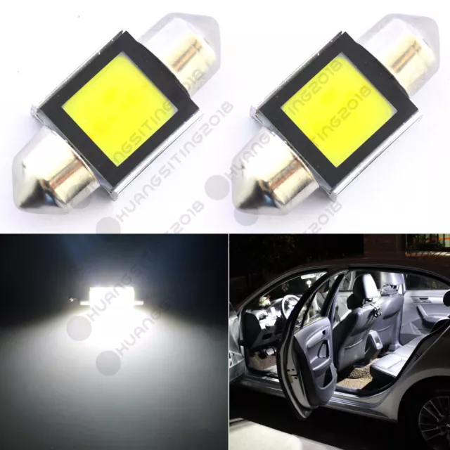 2X 6000K White Super Bright COB LED Map/Dome Interior Lights Bulbs 31MM Festoon