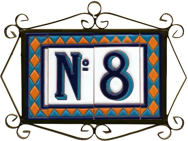 Authentic 11 x 6 cm Handmade Diamond Spanish Ceramic Number and Letter Tiles