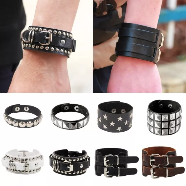 Punk Rock Bangle Gothic Accessories Leather Wristband Studs Bracelet  Adjustable