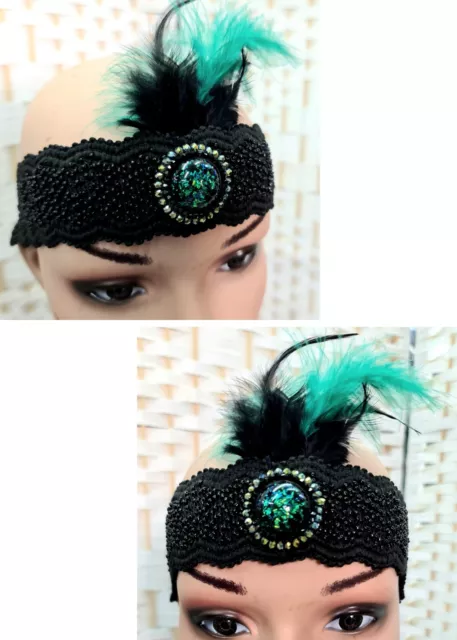 Headband  By Michal Negrin With Colors Pin And Feathers.