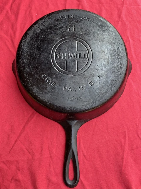 vintage griswold cast iron skillet 8 erie pa usa 704p  2 spouts