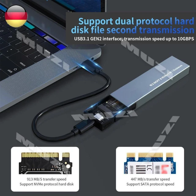 JMT Adattatore M.2 NGFF A PCIe 3.0 Con USB 3.0 E Tipo C | Scheda Riser Per SSD 2280 2260 2242 2230 | Supporta B Key E M Key - 4
