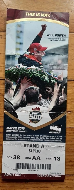 2019 Indianapolis Indy 500 Ticket Stub Will Power Simon Pagenaud Multi Crease 2019 Indianapolis Indy 500 Ticket Stub Will Power Simon Pagenaud Multi Crease