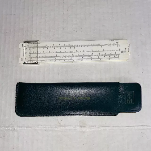Keuffel & Esser Vintage Slide Ruler K&E Slide Rule Leather Case 4150-1