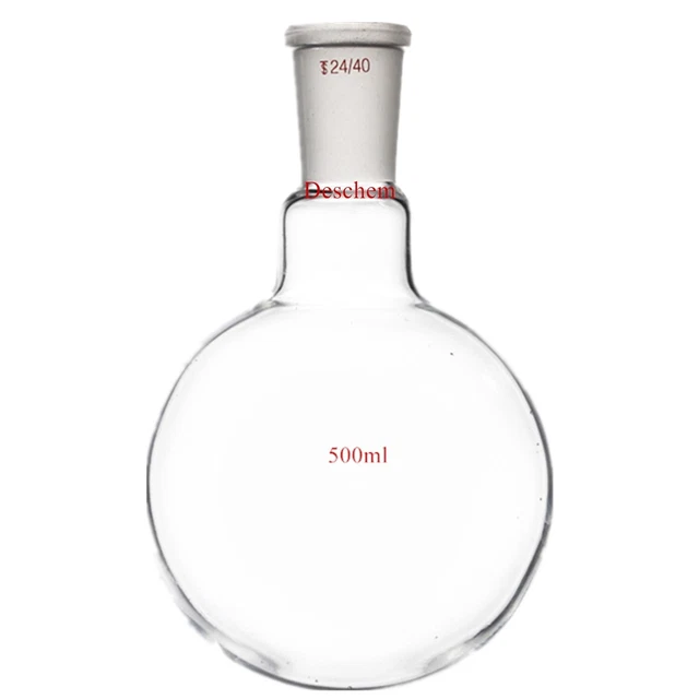 500ML 24/40 ROUND Bottom Glass Flask OneNeck Lab One Neck Chemistry