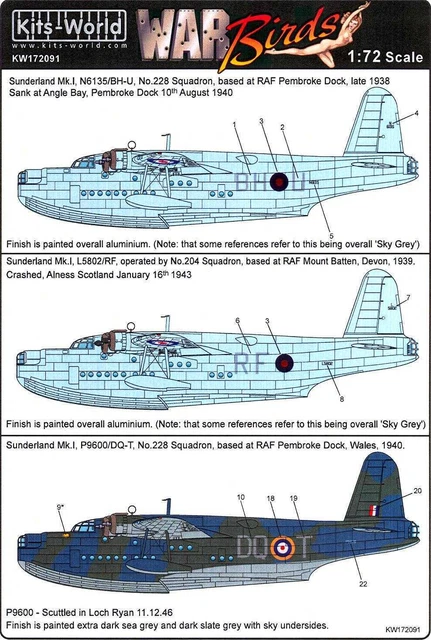 Kits World Decals 1/72 SHORT SUNDERLAND Mk.I Flying Boat Part 2