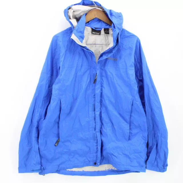 Marmot Rain Jacket Mens Blue Full Zip Hooded Outdoor Hiking Size Large L