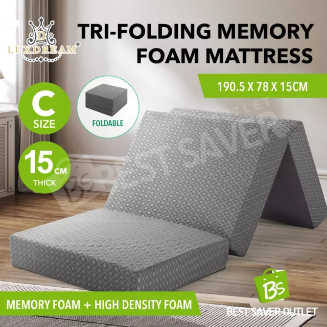 Folding Foam Mattress Trifold Sofa Bed Camping Floor Portable Mat Extra Thick