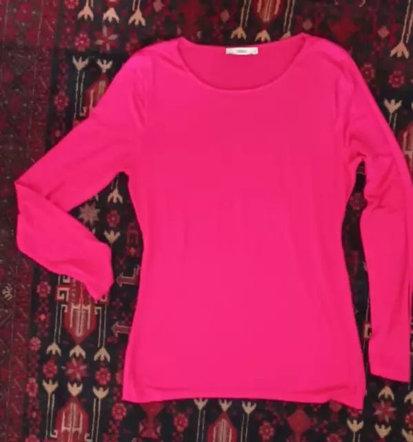 Oasis M Top Cerise Pink Stretchy Long Sleeved Vgc