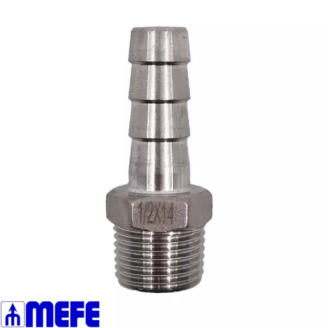 Hose Tail Stainless Steel - ½" BSP Thread to 14mm (CAT 80D 000)